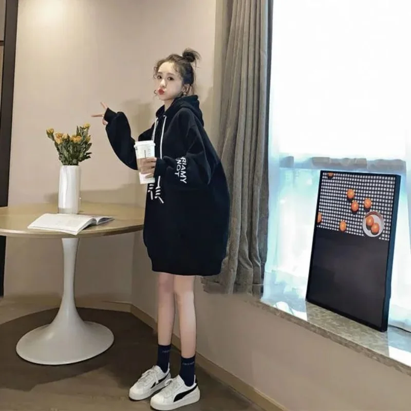 Winter Clothing Drawing - 스트리트웨어 플리스 후드 드레스 Y2K 한국