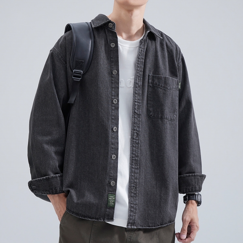 데님 셔츠 남성용 긴팔 2025 봄 가을 일본 레트로  - Winter Clothing Pk 리뷰 및 가격